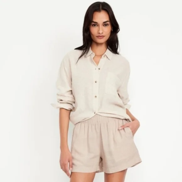 Old Navy Linen Blend Jogger Shorts - Picture 1 of 5